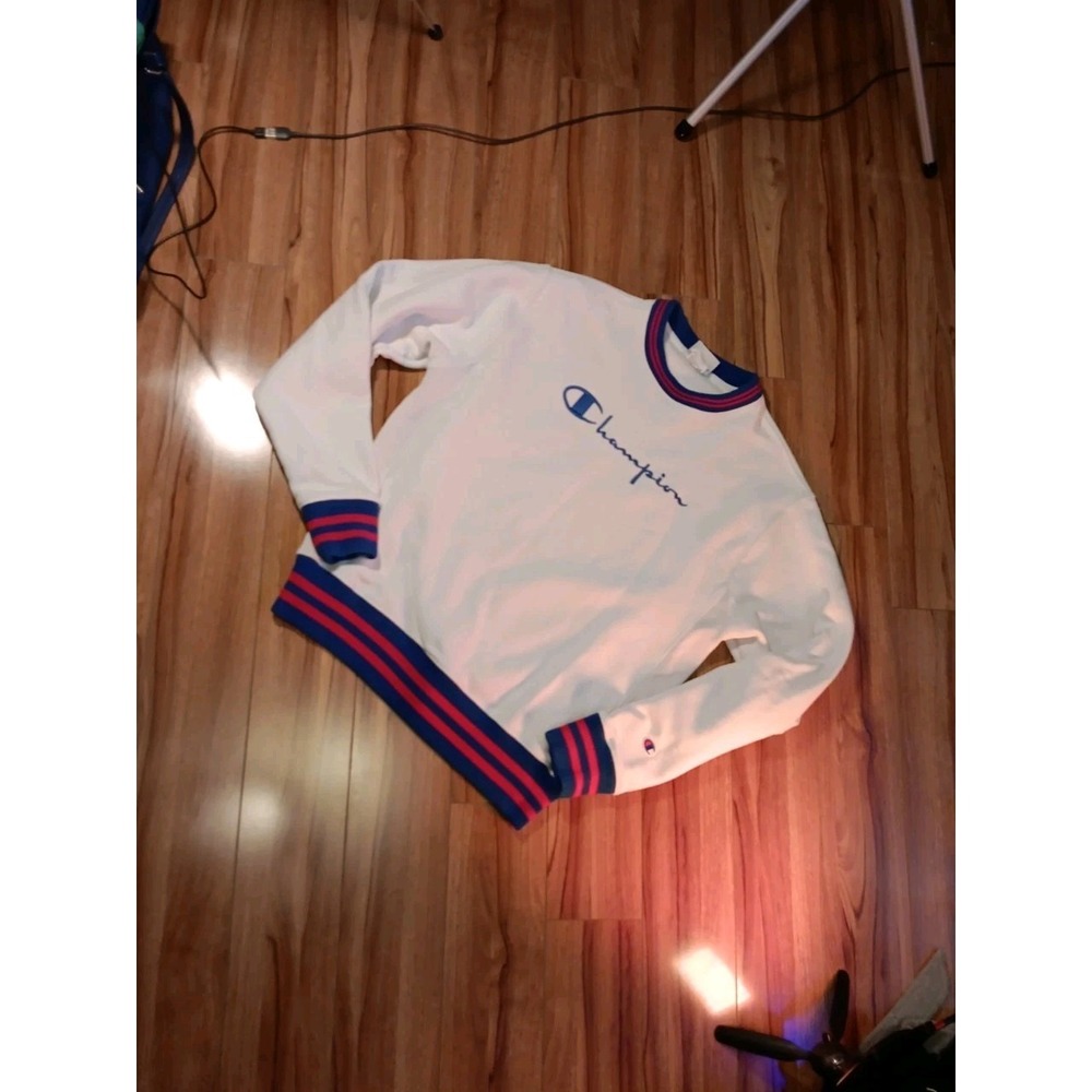 Champion Reverse Weave‎ Embroidered Spell Out White Sweatshirt Men's Medium